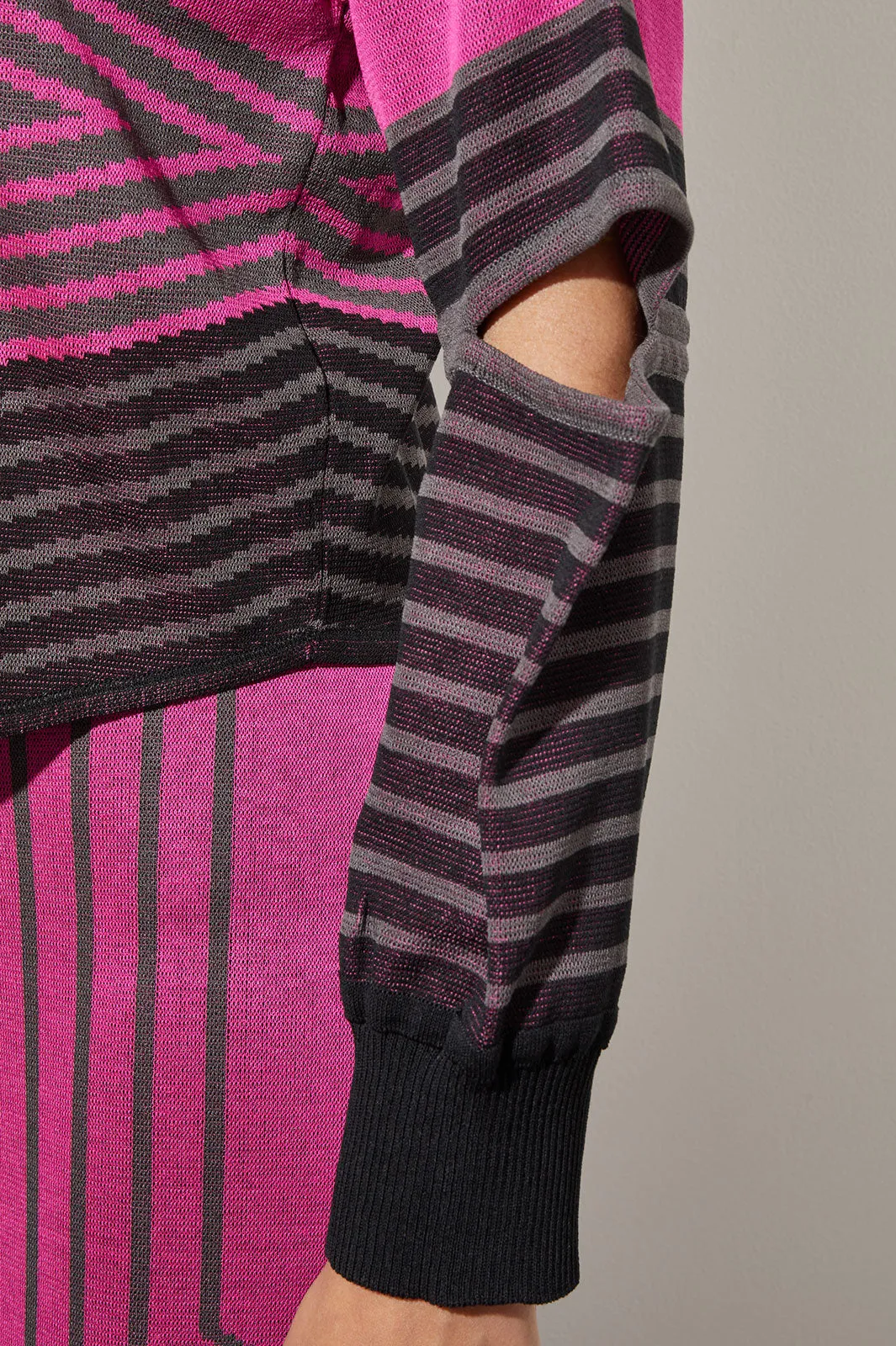 Asymmetrical Tunic - Stripe Colorblock Soft Knit