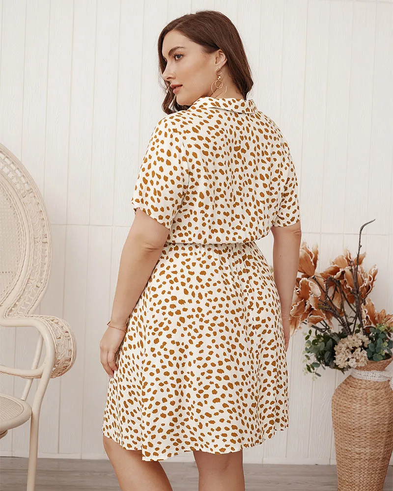 BerriesJam - 2024Plus Size Button Up Boho Casual Cotton Print Party Dress