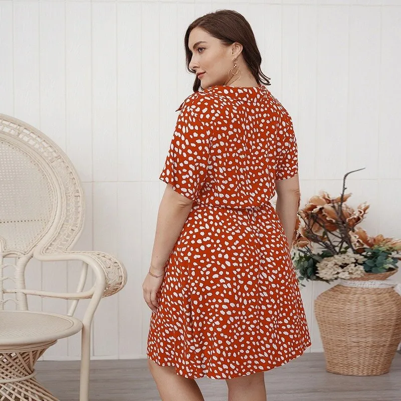 BerriesJam - 2024Plus Size Button Up Boho Casual Cotton Print Party Dress