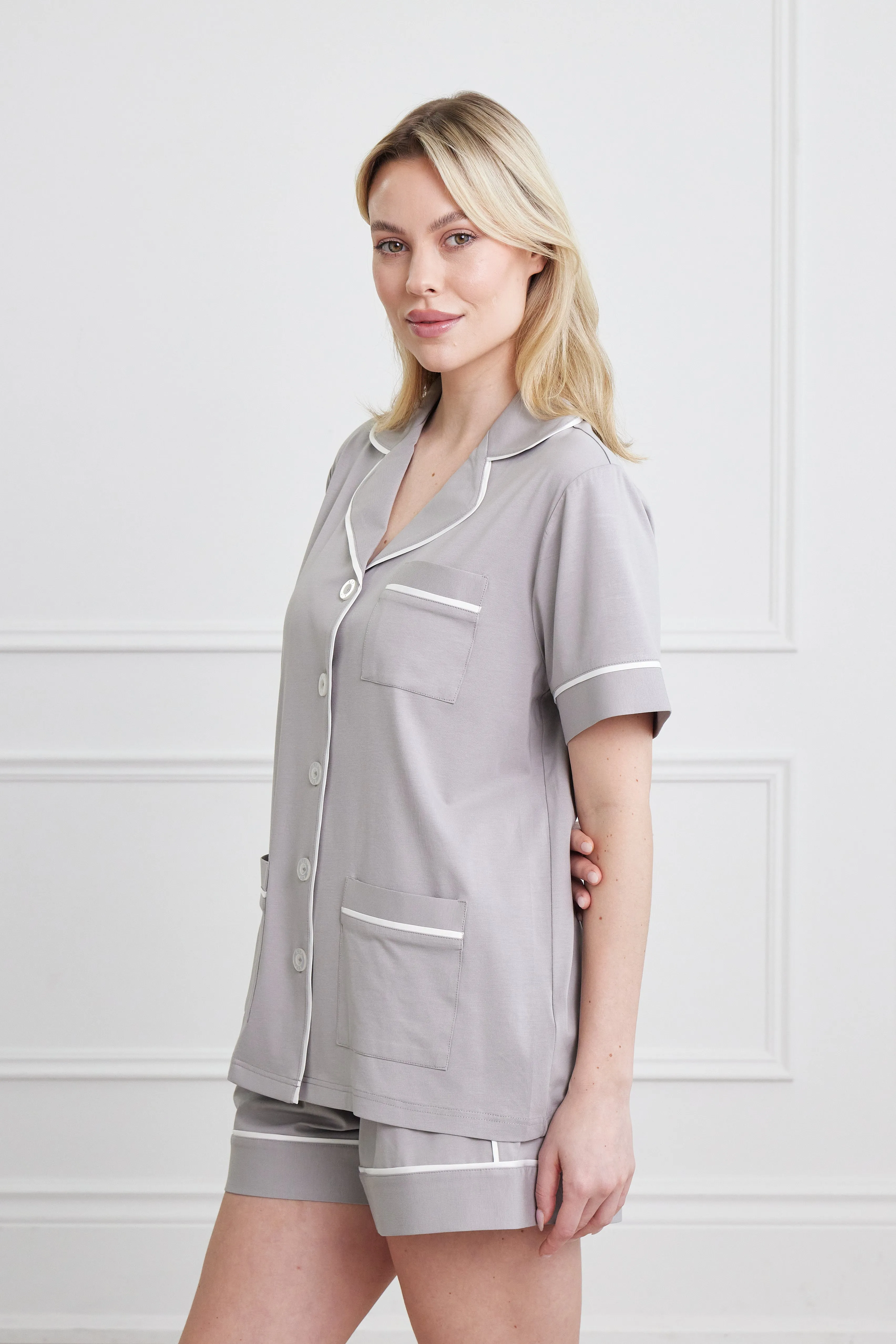 KIP Luxe Stretch Cotton Short Set in Haze