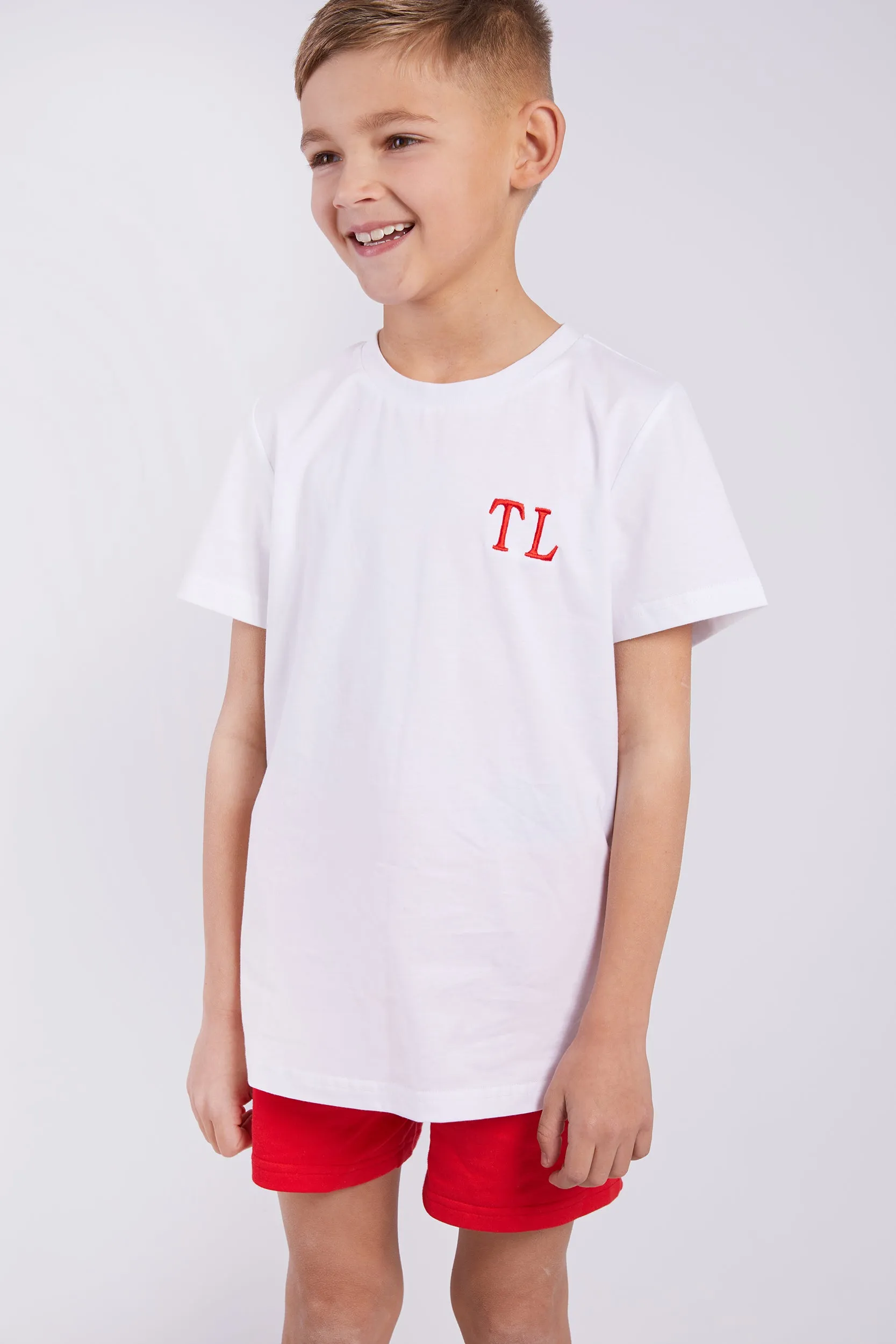 Personalised Boys Short Pyjama Set - White & Red