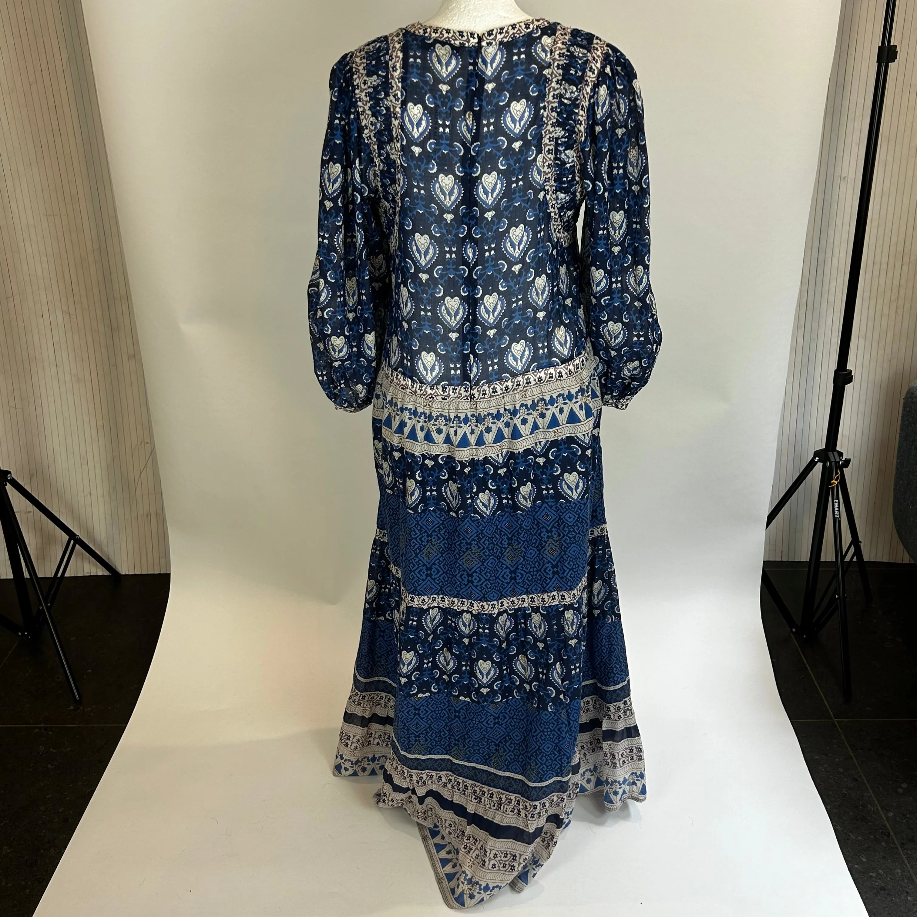 Sea New York Blue Print Balloon Sleeve Maxi Dress S