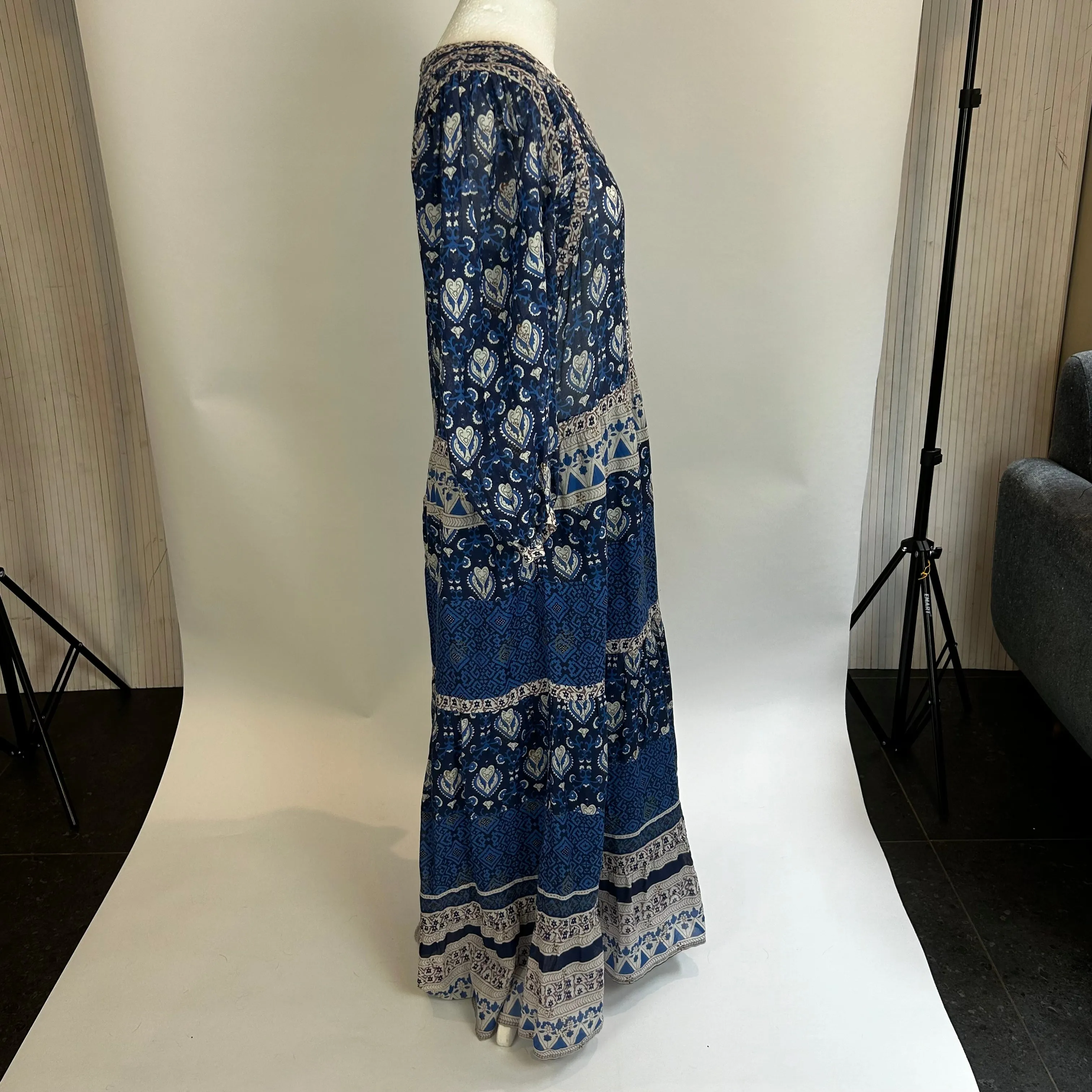 Sea New York Blue Print Balloon Sleeve Maxi Dress S
