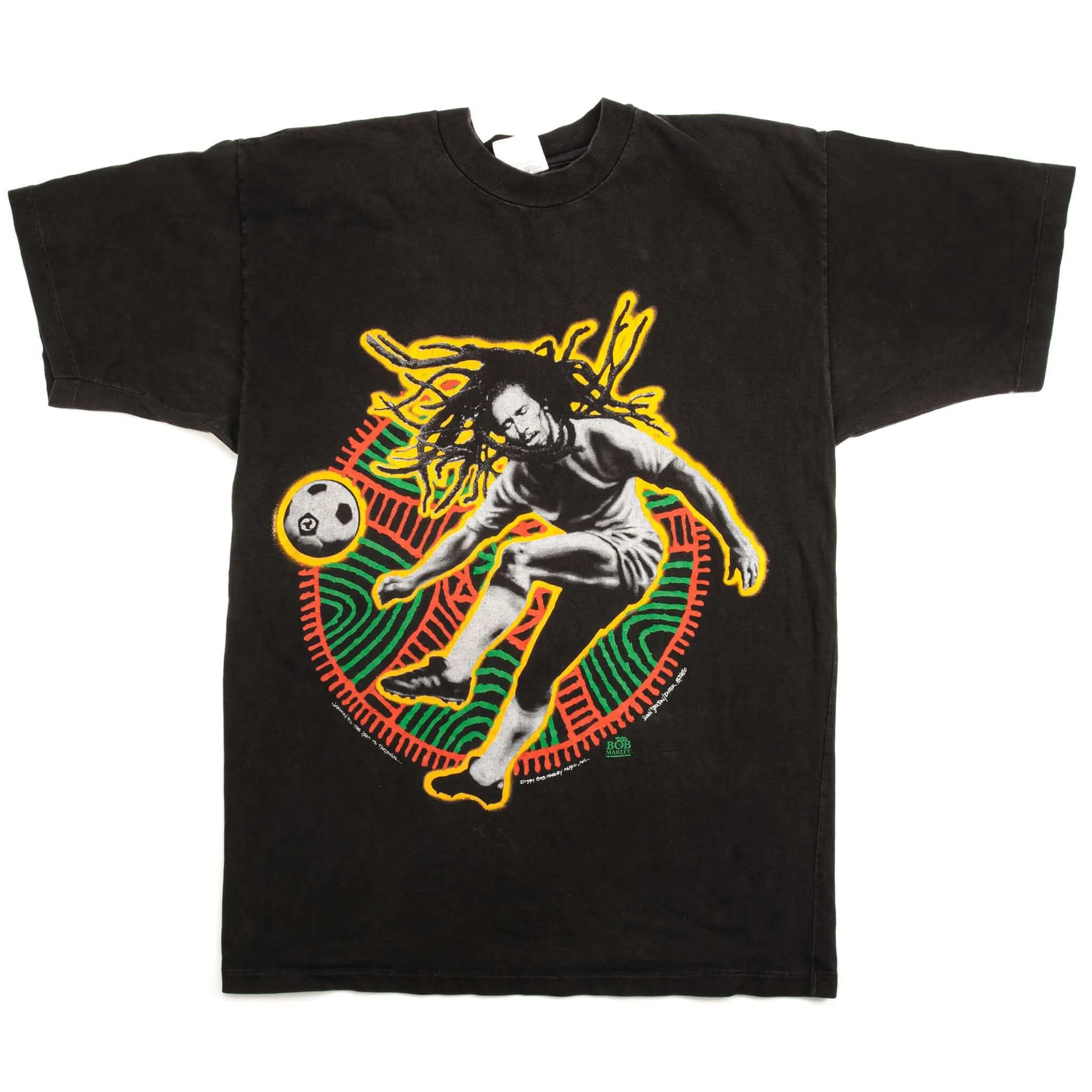 VINTAGE BOB MARLEY SOCCER TEE SHIRT 1994 SIZE LARGE